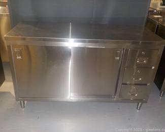 Stainless Steel Work Table with 3 Drawers 2 Shelves Under Surface from Omcan Food Machinery