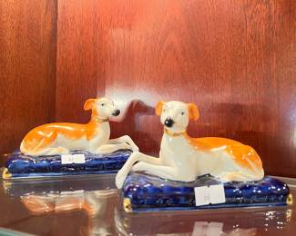 Pair of Fitz and Floyd Porcelain Whippet Dog Figurines