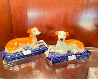 Pair of Fitz and Floyd Porcelain Whippet Dog Figurines