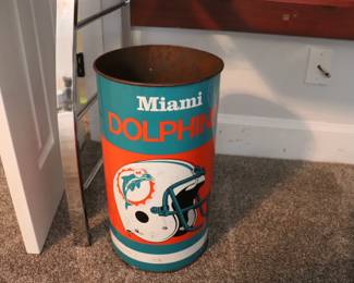 Vintage Miami Dolphin Trash Can 