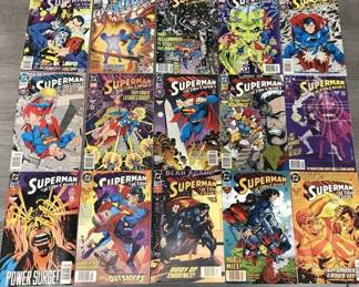 Minimum of $250 to purchase.  There is no cherry picking. I would like to sell all as one lot for:

25 bins and all loose lots.     $7000

25 bins only. No loose lots.   $4500

20 bins and No loose lots.     $3750

15 bins No loose lots.             $2800

Choice of 20 or less depending on what remains 

10 bins No loose lots.            $1900

Choice of 15 or less depending on remains

5 bins No loose lots.           $1000

Choice of 10 or less depending on what remains.

1 bin. No loose lots             $250

Choice of 3 or less depending on what remains 

LOTS INDIVIDUALY SOLD.

75 TO 150 COMICS PER LOT except Red Sonja only has 25 Original comics 

GROO LOT.             $500

10 -50 cent lot.      $500

RED SONJA LOT   $500  

Fantastic Four.      $250

Iron Man lot.          $250

Star wars lot.         $250

Spiderman lot.      $350  

Superman lot.       $350 

Xcaliber lot.           $250

Xmen lot.               $250

Wolverine lot.        $250