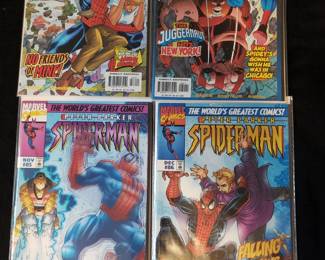 Minimum of $250 to purchase.  There is no cherry picking. I would like to sell all as one lot for:

25 bins and all loose lots.     $7000

25 bins only. No loose lots.   $4500

20 bins and No loose lots.     $3750

15 bins No loose lots.             $2800

Choice of 20 or less depending on what remains 

10 bins No loose lots.            $1900

Choice of 15 or less depending on remains

5 bins No loose lots.           $1000

Choice of 10 or less depending on what remains.

1 bin. No loose lots             $250

Choice of 3 or less depending on what remains 

LOTS INDIVIDUALY SOLD.

75 TO 150 COMICS PER LOT except Red Sonja only has 25 Original comics 

GROO LOT.             $500

10 -50 cent lot.      $500

RED SONJA LOT   $500  

Fantastic Four.      $250

Iron Man lot.          $250

Star wars lot.         $250

Spiderman lot.      $350  

Superman lot.       $350 

Xcaliber lot.           $250

Xmen lot.               $250

Wolverine lot.        $250