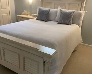 White Queen wood slat bed and mattress