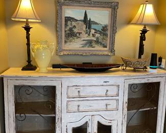 Chic sideboard, buffet lamps and acrylic framed, vases, pottery and more!