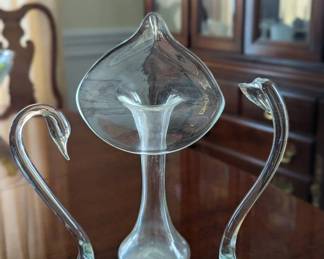 Glass Swans And Tulip Vase