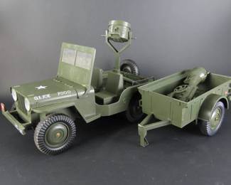 Large GI Joe Combat Jeep 7000 with Trailer - See Description