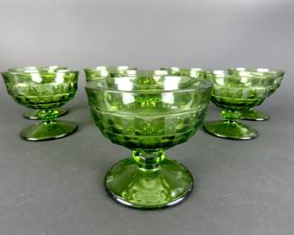 Lot of 8 Colony "Whitehall Green Avocado" Champagne/Tall Sherbet Glasses
