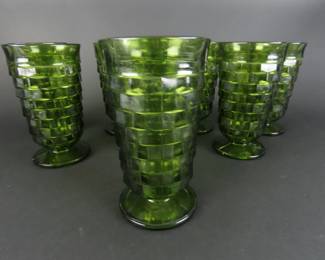 Lot of 8 Colony "Whitehall Green Avocado" Iced Tea Glasses