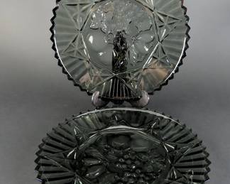 Lot of 2 "Pioneer Smoke" Plates by Federal Glass