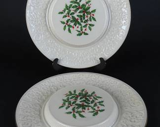Lot of 2 Lenox "Special" Christmas Cheese Trays