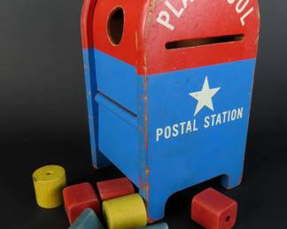 Vintage Playskool "Postal Station" Block Puzzle Game