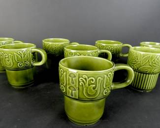 Lot of 8 Vintage Stacking Coffee Cups - Made in Japan