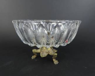 Vintage Glass Compote with Brass Base