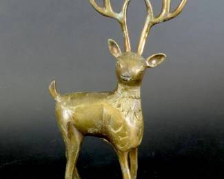 Vintage Brass Reindeer Candle Holder