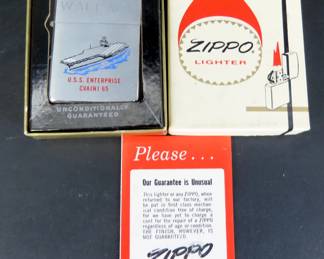 Vintage USS Enterprise CVA(N) Zippo Lighter - Engraved Wallace