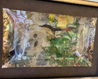 Reverse Painted Glass Framed Bird & Botanical Art