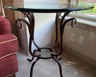 Ethan Allen Bent Metal & Glass Round Top Side Table