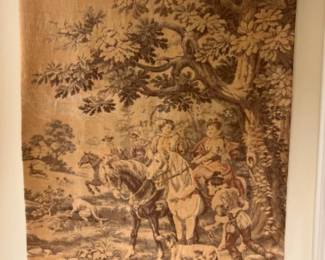 Vintage French Hunting Wall Tapestry - 45x69