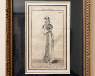 Set of 4 Early 1800s Costumed Parisian Fashion Prints - Hand Colored