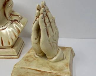 1960s Holland Molds Ceramic Jesus Bust & Praying Hands