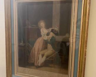 Vintage Framed French print 'Le Cocarde Nationale' - 19x24