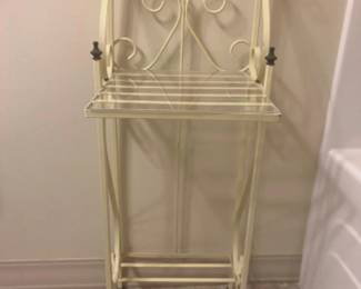 1970s Hollywood Regency Scroll Work White Metal Shelf
