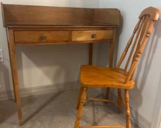 Antique Wood Washstand & Side Chair