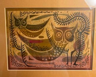 S/N 1974 Emile Norman Owl Screen Print 68/100