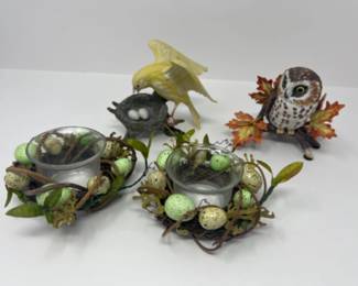 Vintage Porcelain Lenox Saw Whet Owl & Goto Original Canary Figurines