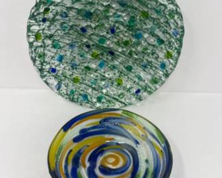 PNW Blue, Green & Yellow Aesthetic Art Glass Bowls