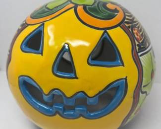 Happy Halloween! Talavera Ceramic Pumpkin 12"T