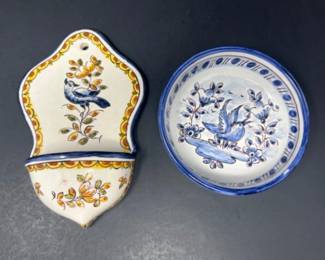 Hand Painted Rustic Italian Ceramic Bowl & Wall Decor