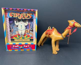 Vintage Moroccan Leather Camel & Koji Murai Circus Dancing Clown