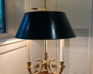 French Neoclassical Bouillotte Lamp Tole Shade - Eagle Head