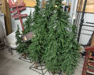 Christmas decor - three sets of three trees