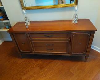 cherry sideboard with matching vanity lamps