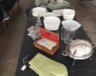 Variety of serving dishes and other items