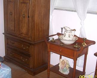 Armoire, wash stand