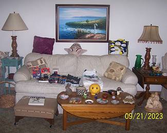 Sofa, coffee table, end table, lamps, etc...