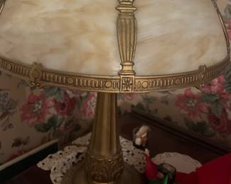 Antique Slag Glass Table Lamp