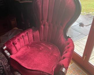Victorian velvet arm chair