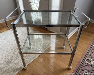 MCM Metal and Glass Bar Cart