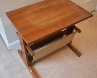 Mid Century Teak Canvas Magazine Table