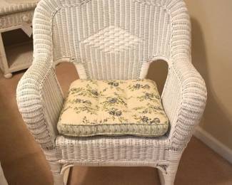 Wide Wicker Rocking Chair with Cushion