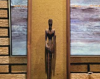 Mid-Century Wood Statue Art - very unique