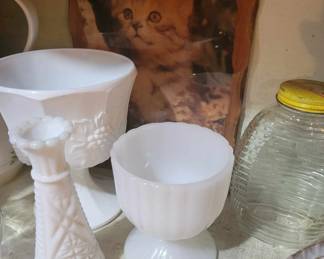 Little Vintage Kitty Portrait & White on White Vessels