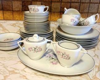 Vintage Floral & Silver Accents Fine China Set