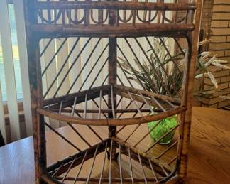 Mid-Century Boho Rattan Wall Shelf