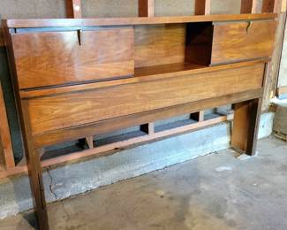 Mid-Century Bookshelf Wood Headboard