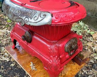 Antique Red "Great Western" Wood Stove - striking!